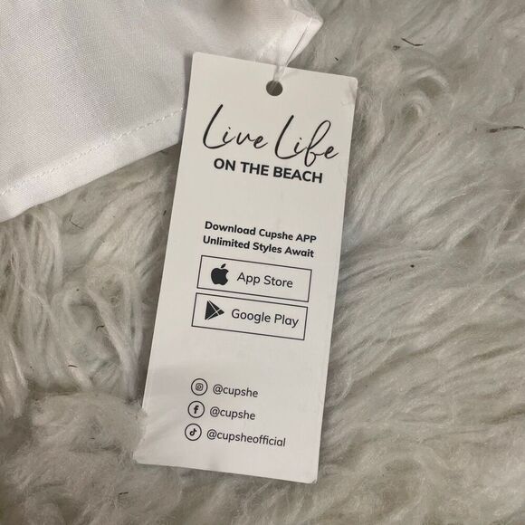 White Boho Maxi Dress Lace Trim Smocked Waist Beachy Size Small NWT - Picture 11 of 11